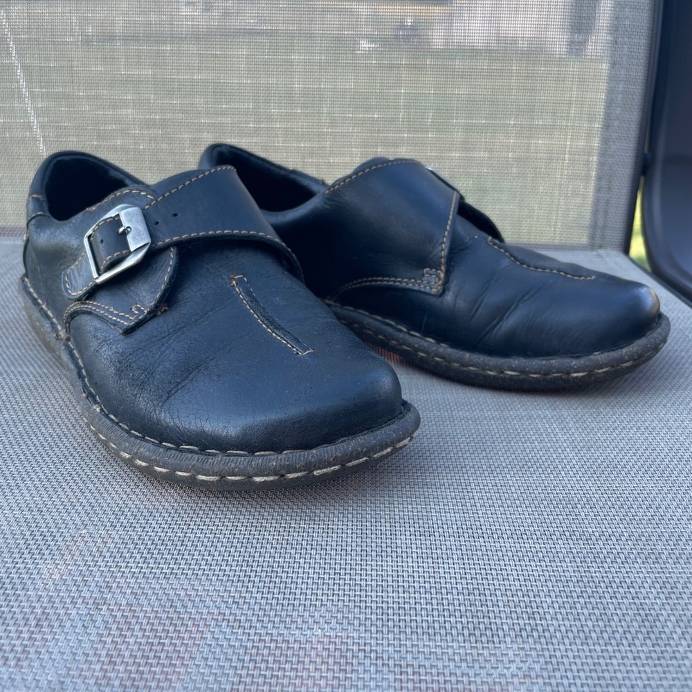 Born Leather Monk Strap Loafers Black W32021 Hand Crafted Comfort Shoes 7.5